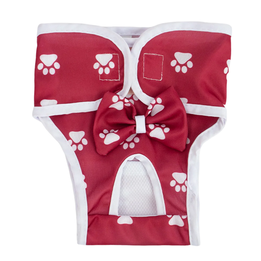 Pet Dog Physiological Safety Pants Female Dogs Pants Diapers Cute Footprint Menstruation Pants Reusable