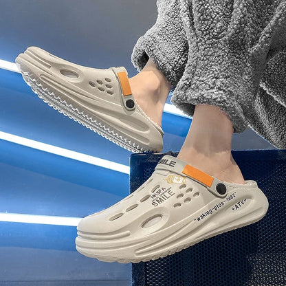 Men's Winter Slippers With Faux Fur Lining Indoor Plush EVA Sole