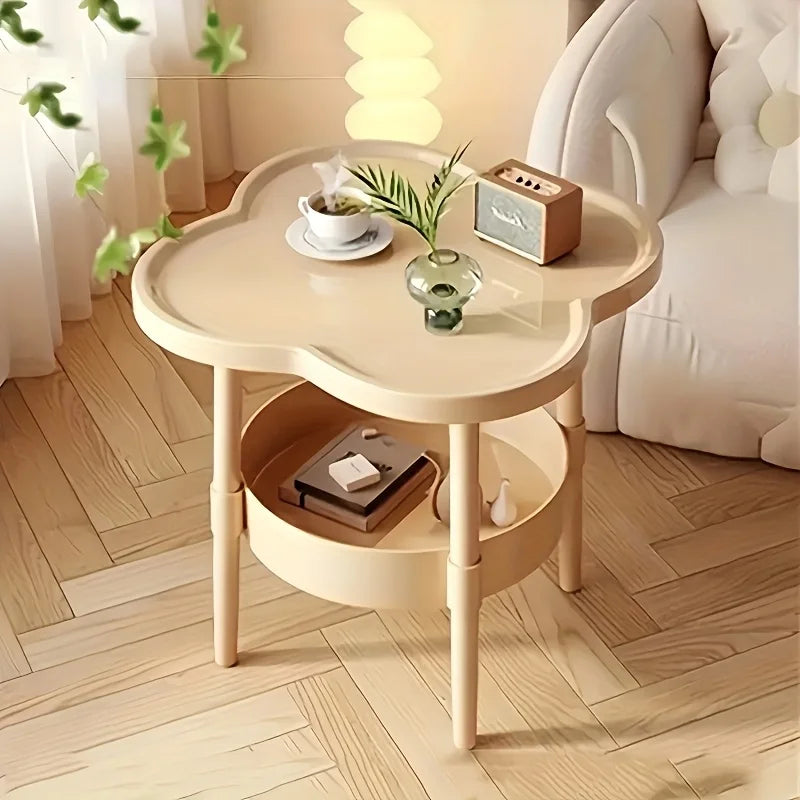 [Stylish Side Table] Stylish Modern Round Side Table with Storage Shelf | Space-Saving, Lightweight for Living Room, Bedroom