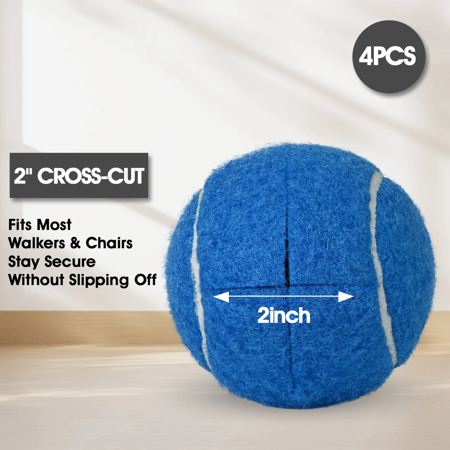 Pre-Cut Tennis Balls Fits Most Walkers and Chairs, Stay Secure Walker Tennis Balls for Reducing Noise, 4Pcs, 8Pcs