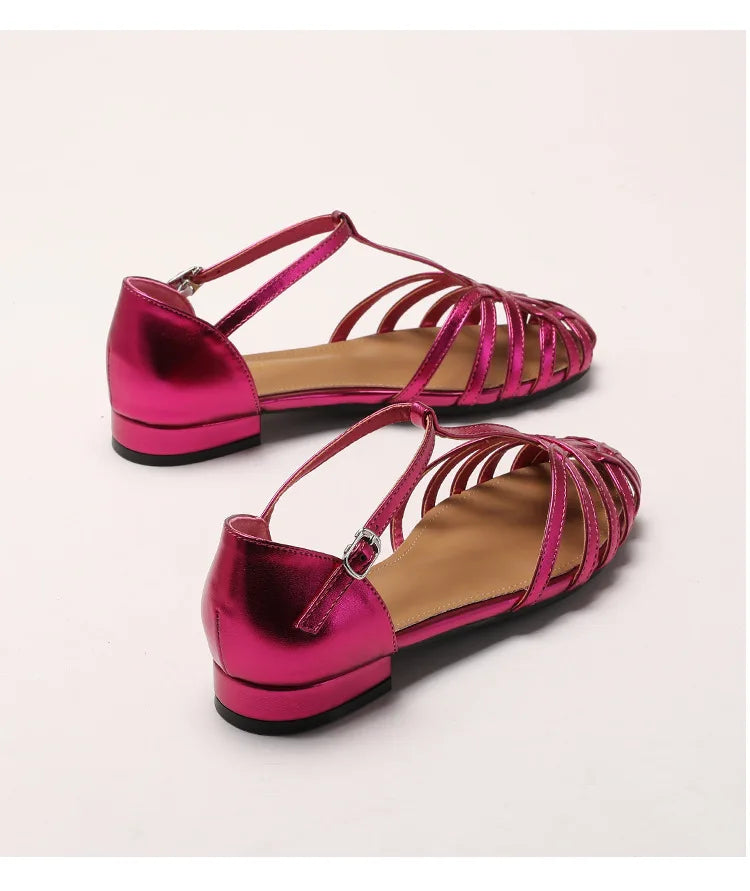 ZAROY Summer Cross Strap Flat Sandals Women Round Toe Ankle Buckle Hollow Casual Roman Sandalia Zapatos De Mujer сандали