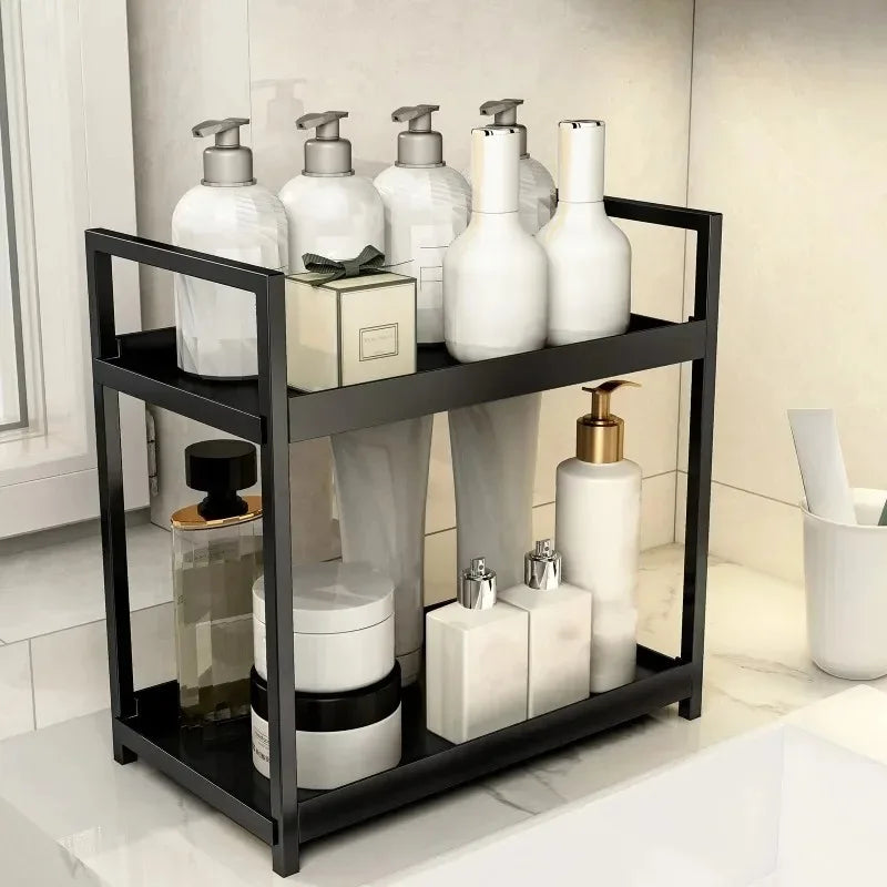 Dressing table, cosmetics organization rack, double-layer skin care stand, home and office countertop, bathroom rack