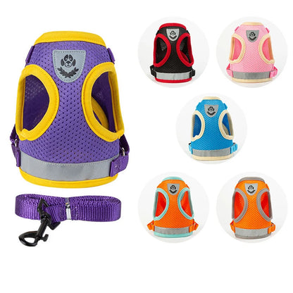 Dog Harness Vest Set With Leash And Collar Reflective Small To Medium Dogs