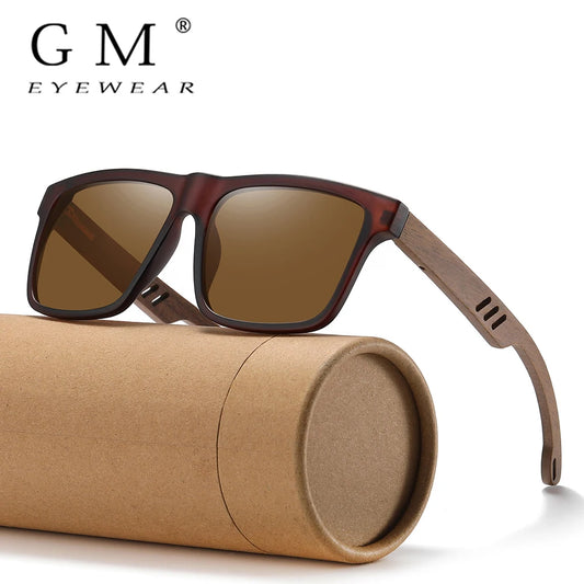 GM New Arrivals Black Wooden Polarized Sunglasses for Men Bamboo Sunglasses Red UV400 Lenses Fashion Driving Shades S5565