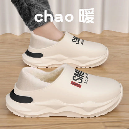 Mens Slippers Winter Warm Shearling Lining Indoor Outdoor Rubber Insole