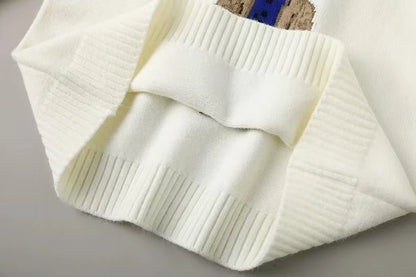 Pullover Sweater Bear Print Women Cashmere Cotton Knit