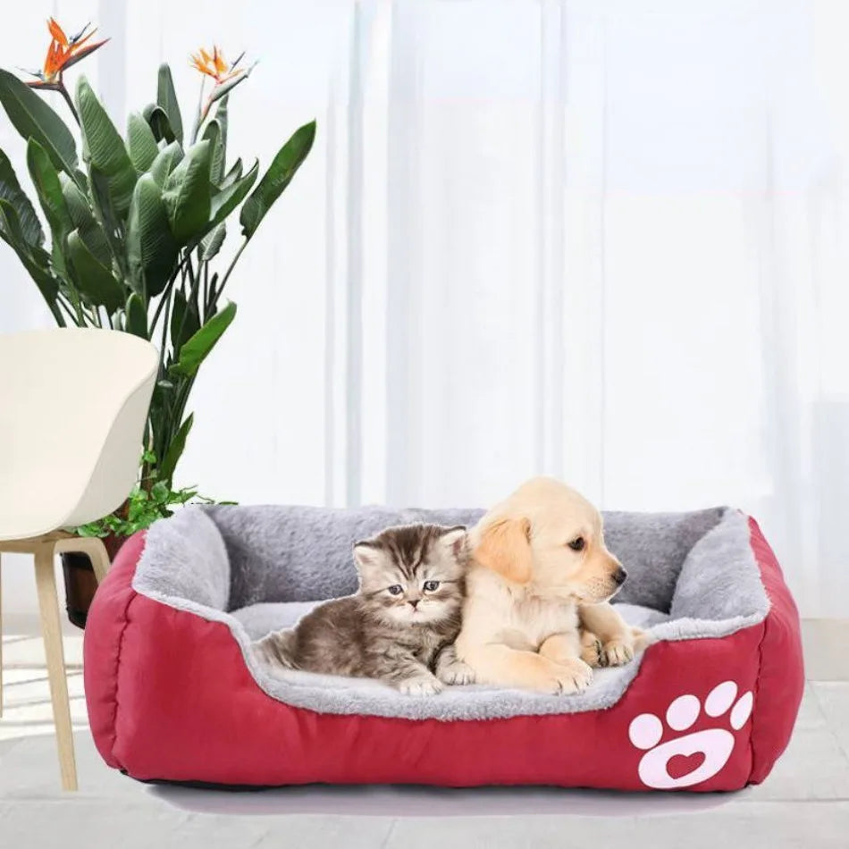 Large Square Dog Bed – Plush Cat Nest and Dog Sofa, All-Season Waterproof Mattress