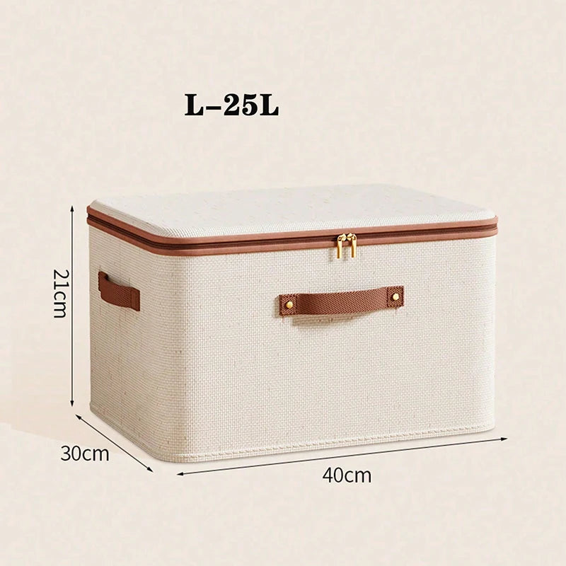 Foldable Clothes Storage Box, Closet Organizer Container with Handle and Zipper,Suitable for Wardrobe, Closet,Blanket (Washable)