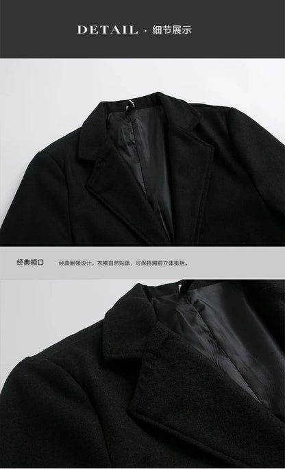 Mens Trench Coat Wool Blend Long Winter 5XL Casual