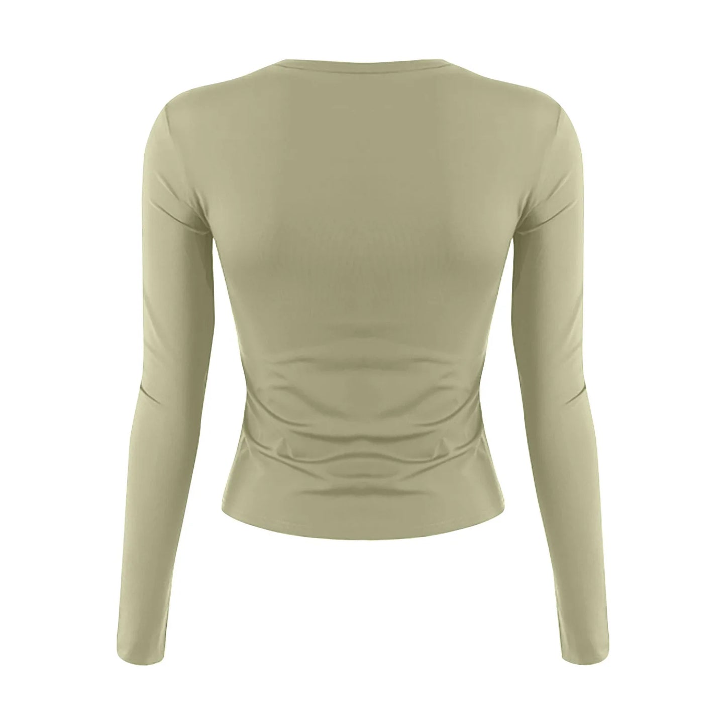 Women’s Cotton O-Neck Long Sleeve Cropped Top