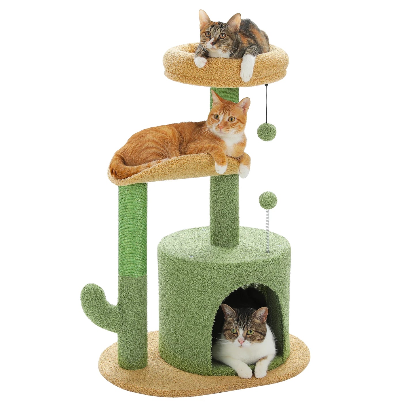 Flower Cat Tree with Natural Sisal Scratching Post, Cozy Cat Condo, Top Perch, Small Cat Tower for Small Indoor Cats, Pet Toys