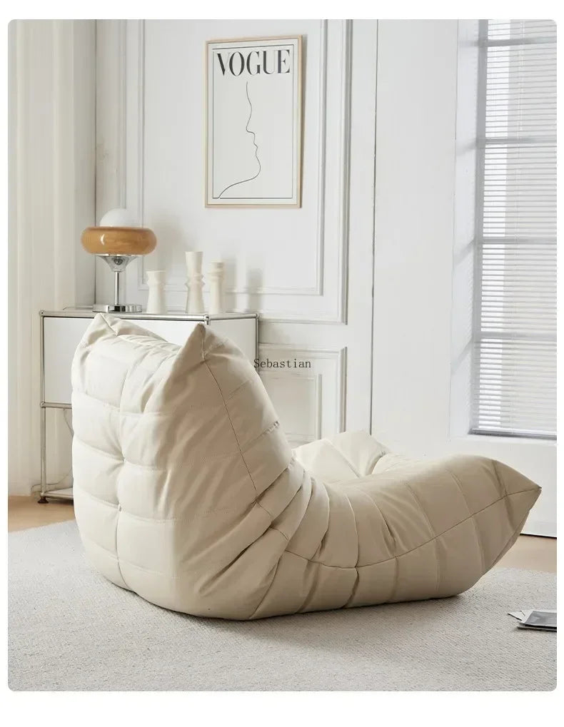 Single Casual Sofa Chair with Cat Scratch Leather Nordic Togo Lazy Caterpillar Sofa Bedroom Living Room Balcony Suede Sofa