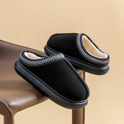 Mens Plush Fleece Lined Slippers With Thick EVA Sole Indoor Outdoor Non Slip