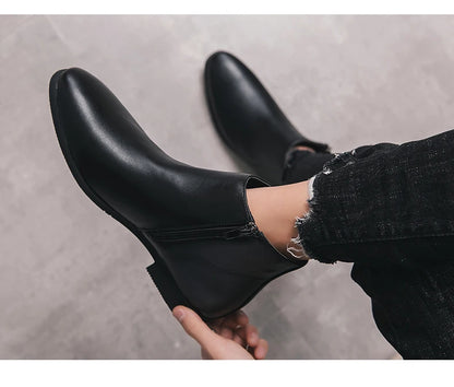 Riding Ankle Boots for Men Zip Closure PU Lining PU Insole