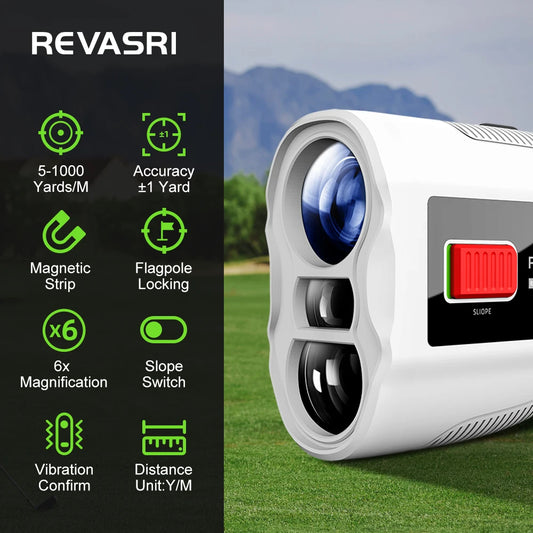 REVASRI Golf Laser Rangefinder with Slope Switch 650/1090Y Laser Range Finder Golf 6X Magnification Vibration with Magnet