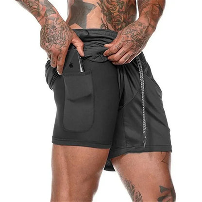 Men's Running Shorts 2-In-1 Quick-Dry Polyester Nylon