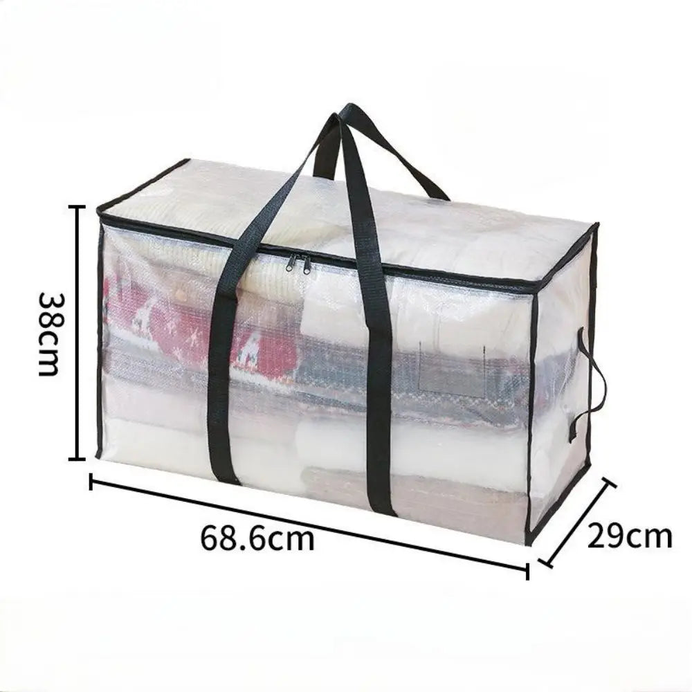 Quilt Organizer Bag Foldable Transparent Large Capacity Woven Closet Sort Waterproof Double Zipper Portable Storage for Clothes