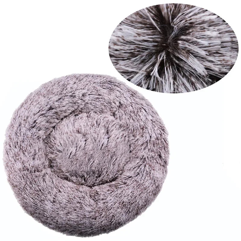 Round Plush Pet Bed – Super Soft Winter Sleeping Bed for Dogs and Cats (40–90cm)