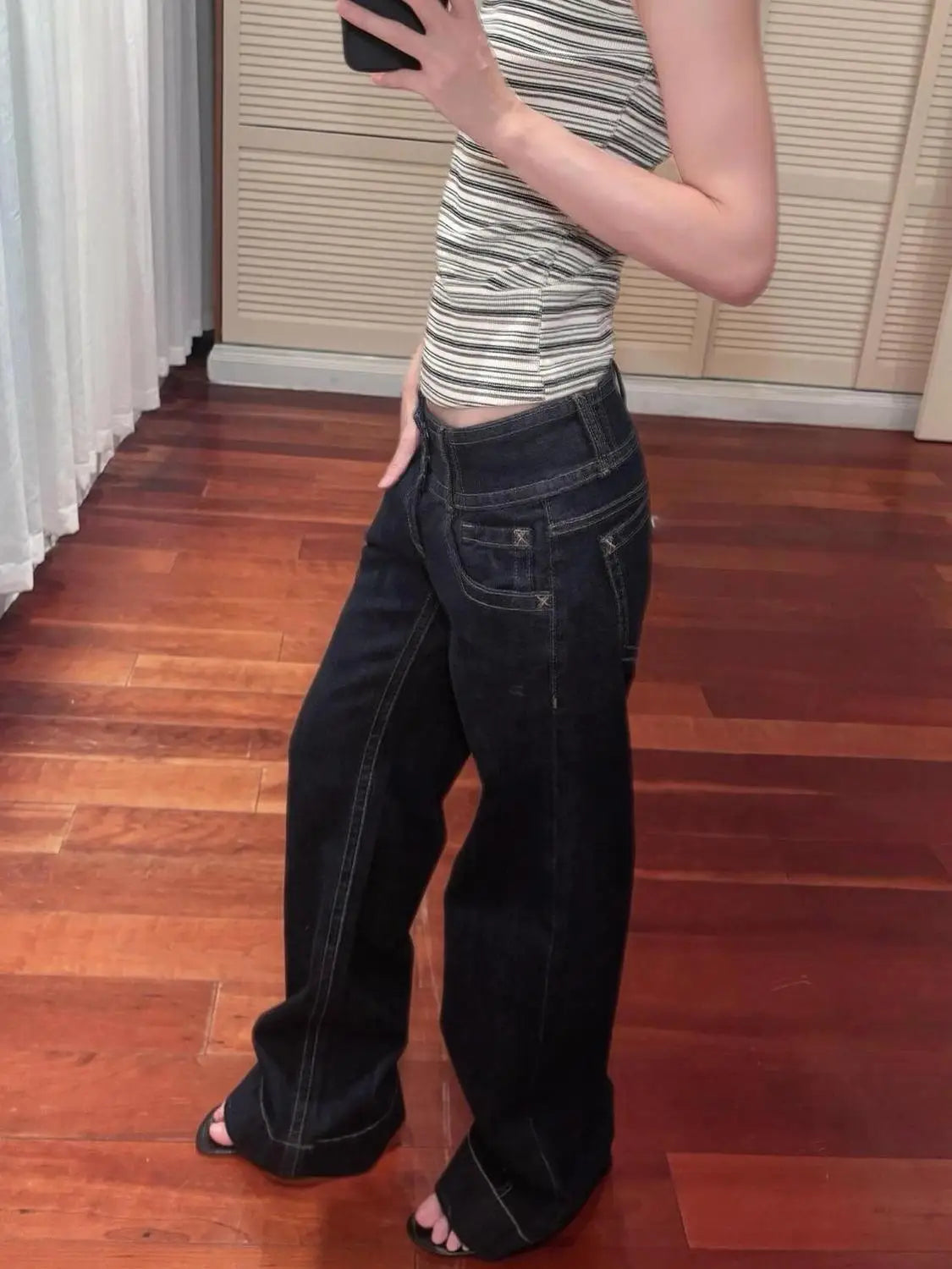 American Retro Low Waist Wide Leg Jeans Women's Summer Autumn Loose Drapey Tall Extended Length Hot Girls Wide Leg Pants