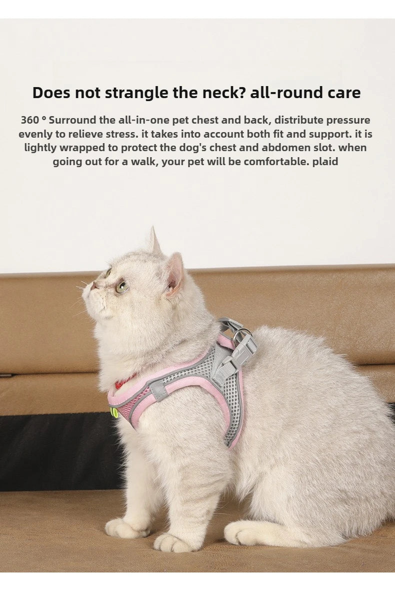 Pet Things Cat Accessories Cute Adjustable Cat Collar and Leash Set for Walking Safe Reflective Soft Comfortable Vest