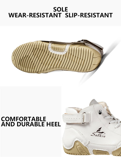 Men's Outdoor Leather Boots Lace Up Ankle Boots White Breathable