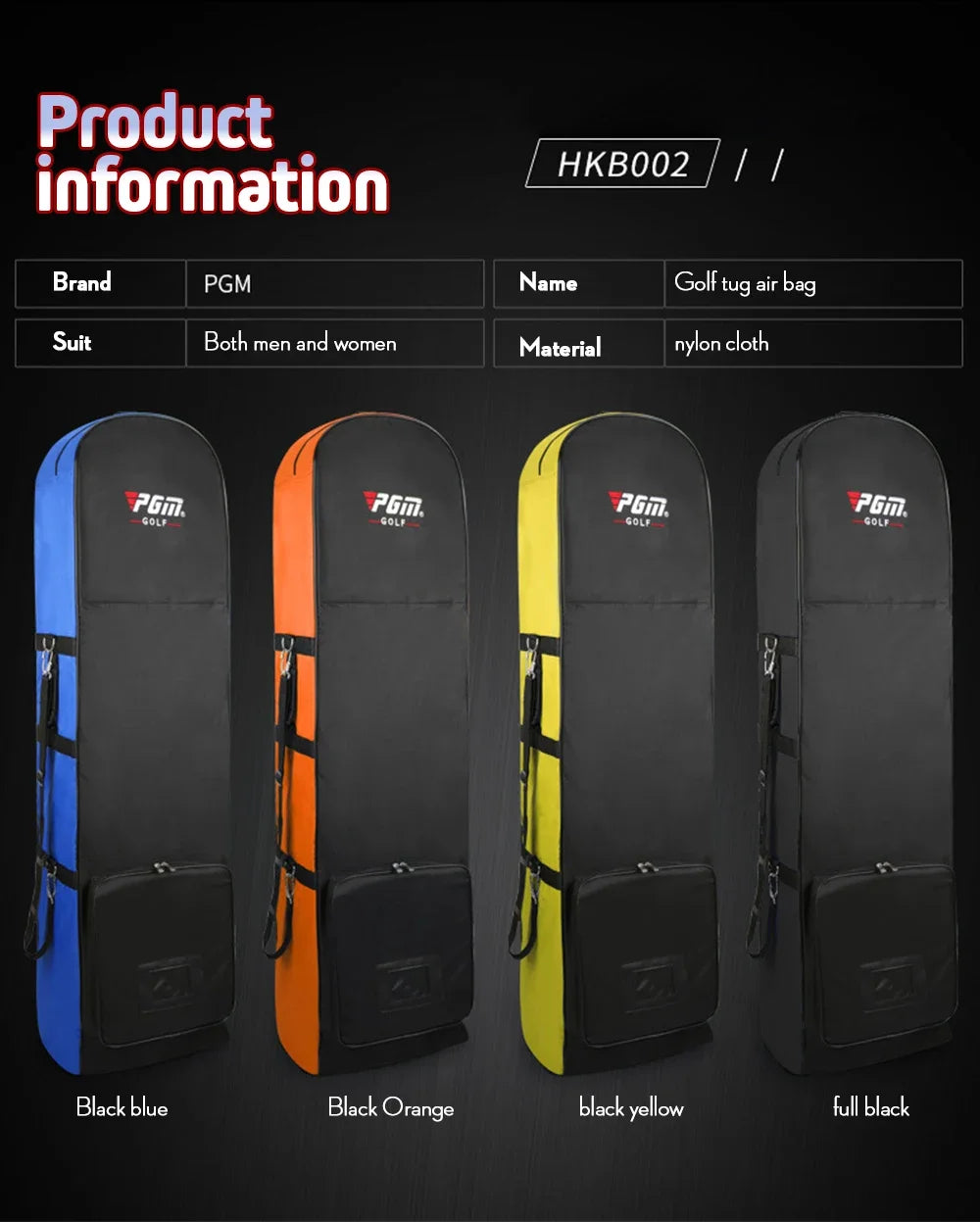 PGM Golf Aviation Bag Golf Bag with Silent Wheels HKB002 Large Capacity Storage Foldable Airplane Travelling Golf Bag