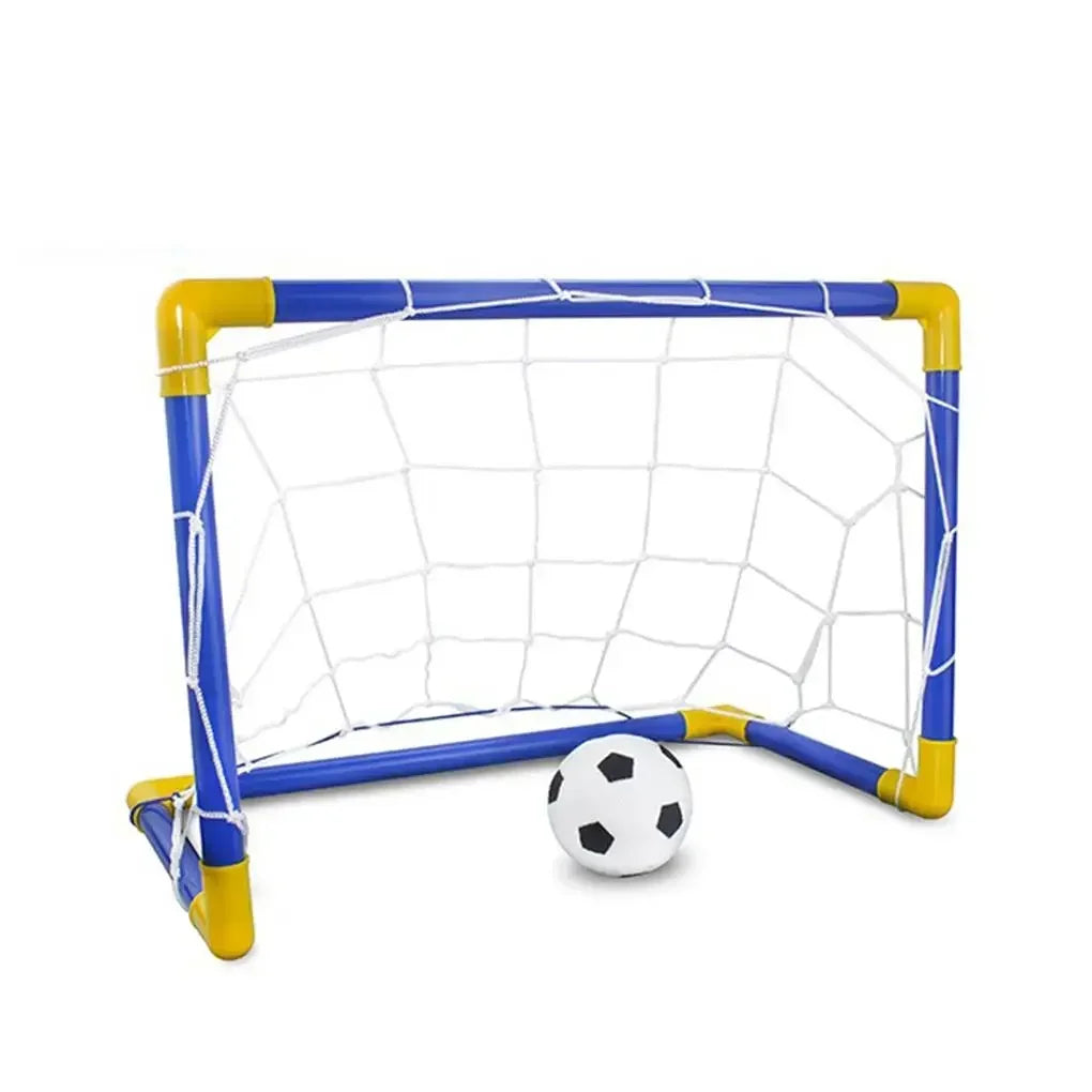 Indoor mini folding football soccer ball goal post net set pump kids sport outdoor home game toy child birthday gift plastic