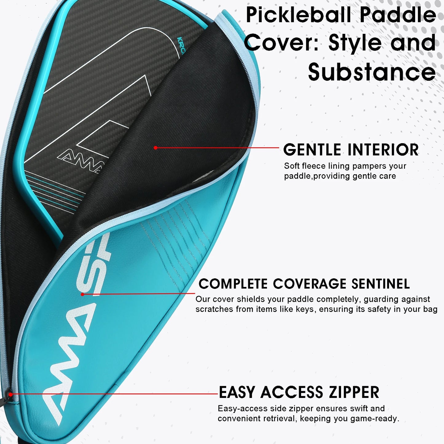 Durable Pickleball Paddle Cover,Paddle Protector,PU Leather Paddle Cover With Zipper,Tiffany Blue Pickleball Paddle Cover Gifts