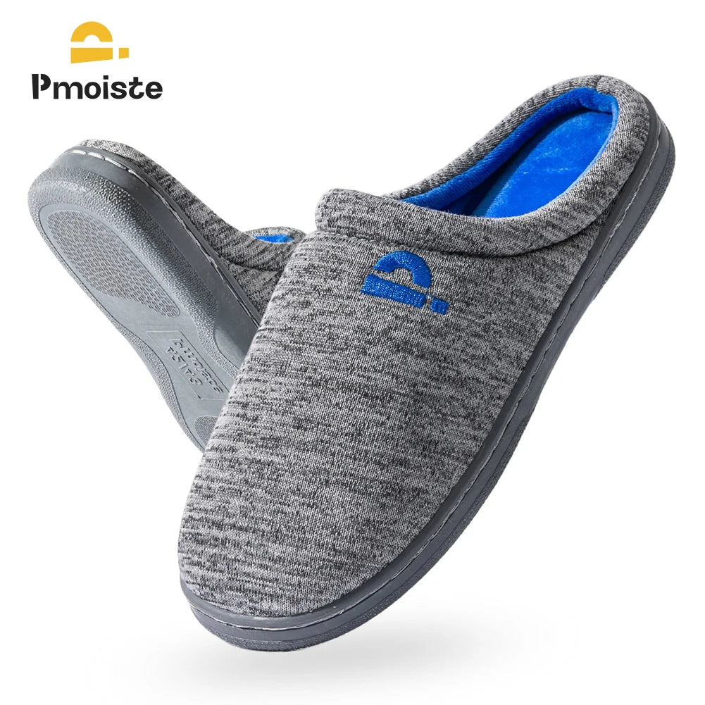 Knitted Embroidered Indoor Slippers For Men With Memory Foam