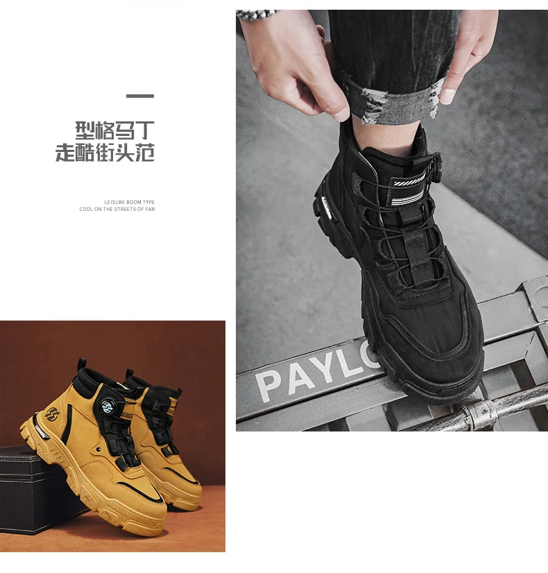 Winter Leather Boots Ankle Outdoor Work Chelsea Style