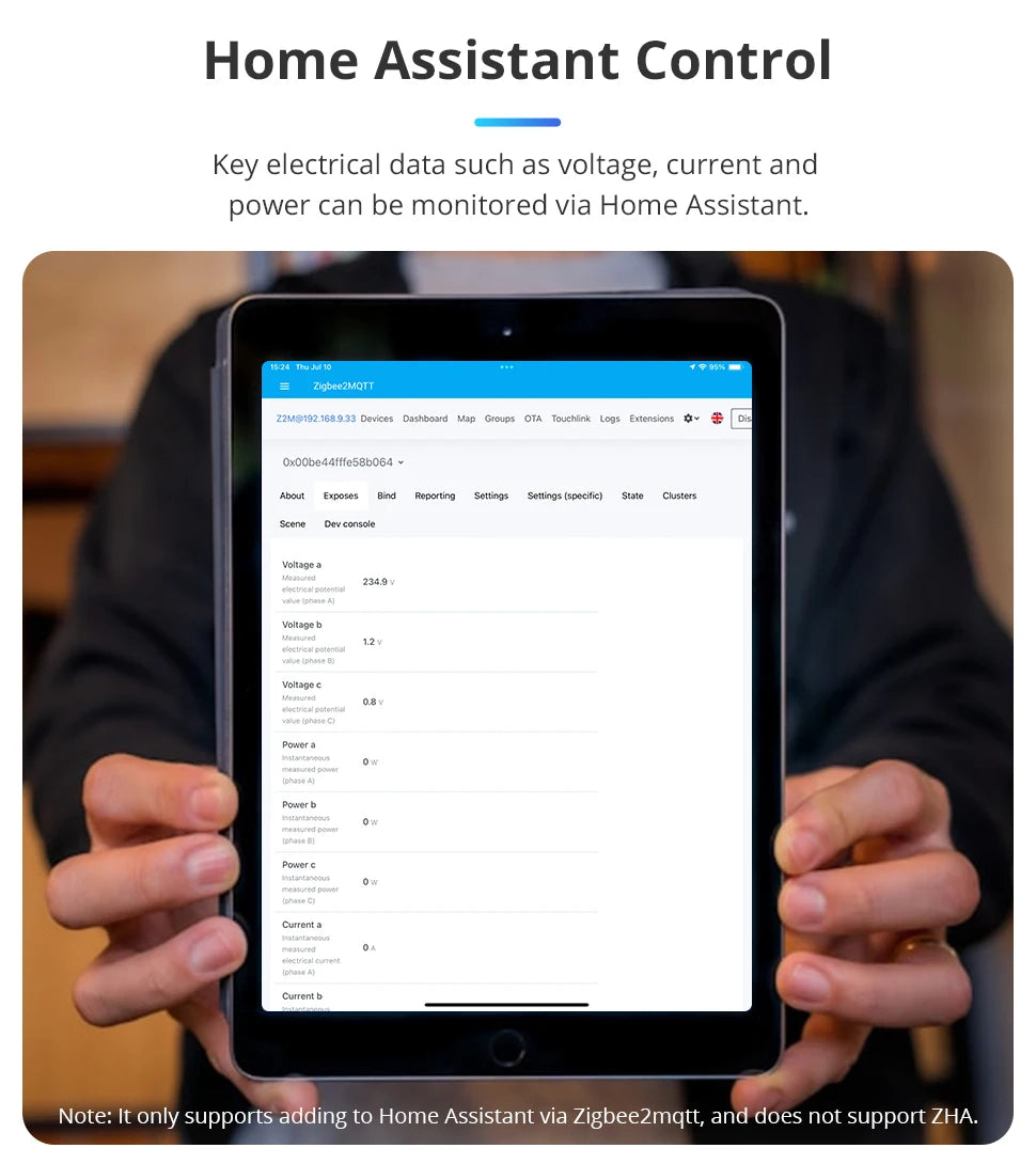 Zemismart Zigbee Smart Energy Meter 3 Phase 4 Wire Power Monitor Sensor Work with Tuya Zigbee2MQTT Home Assistant 208V 415V