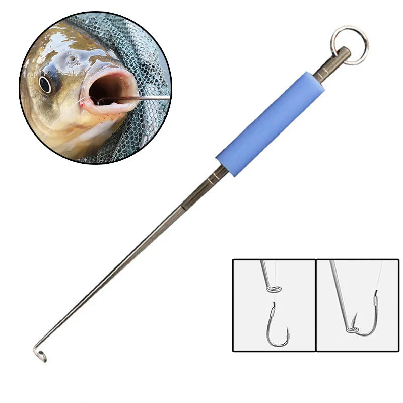 Fishing Blind Poking Fishhook Remover Deep Throat Stainless Steel Unhooking Remover Fish Extractor Deep Throat