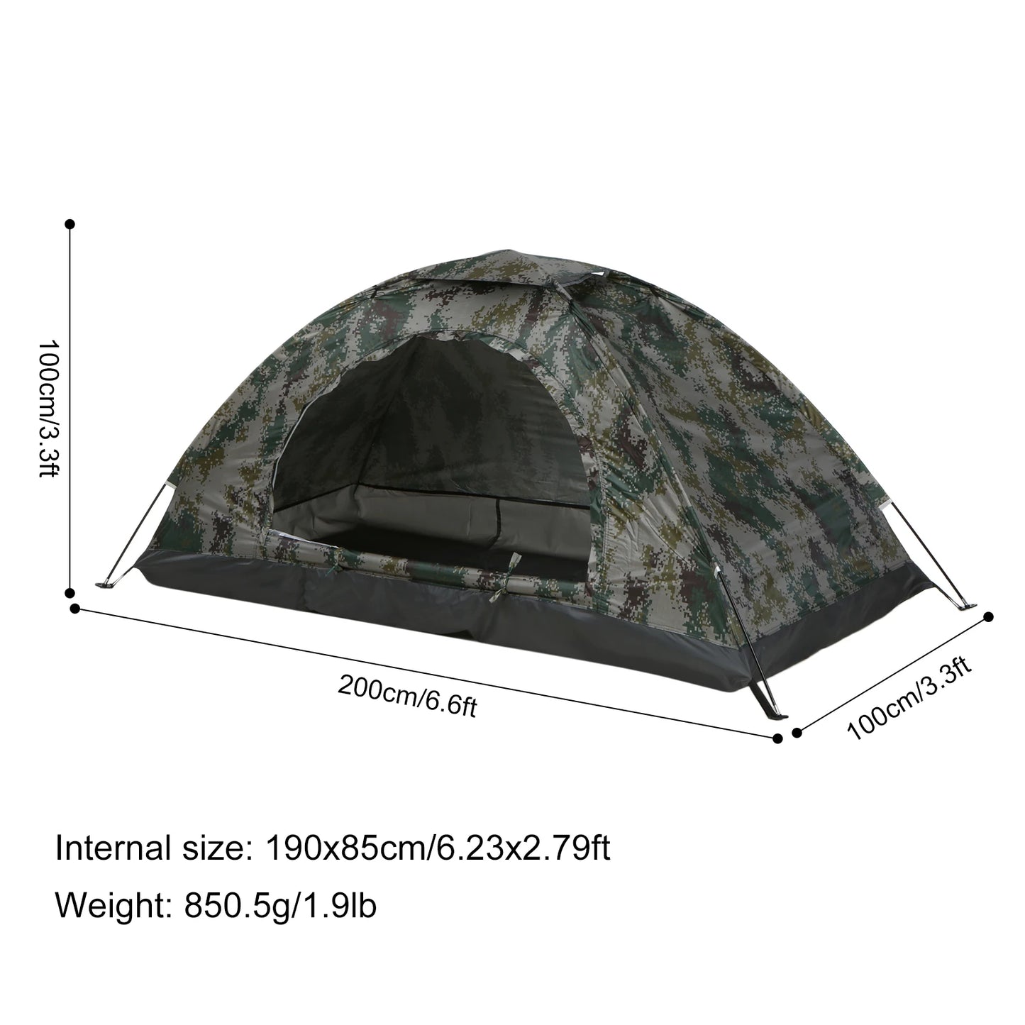 Two-Person Ultralight Camping Tent Nylon Single Layer UPF 30+