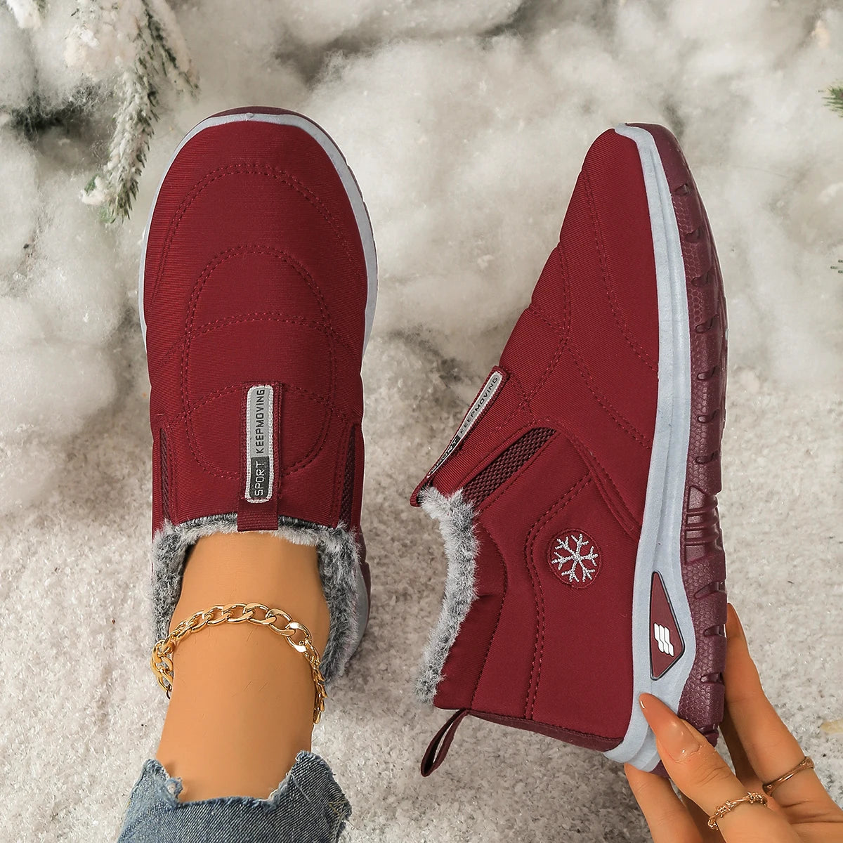 Women's shoes, casual shoes, fleece, thickened, warm, soft-soled, anti-slip and comfortable snow boots