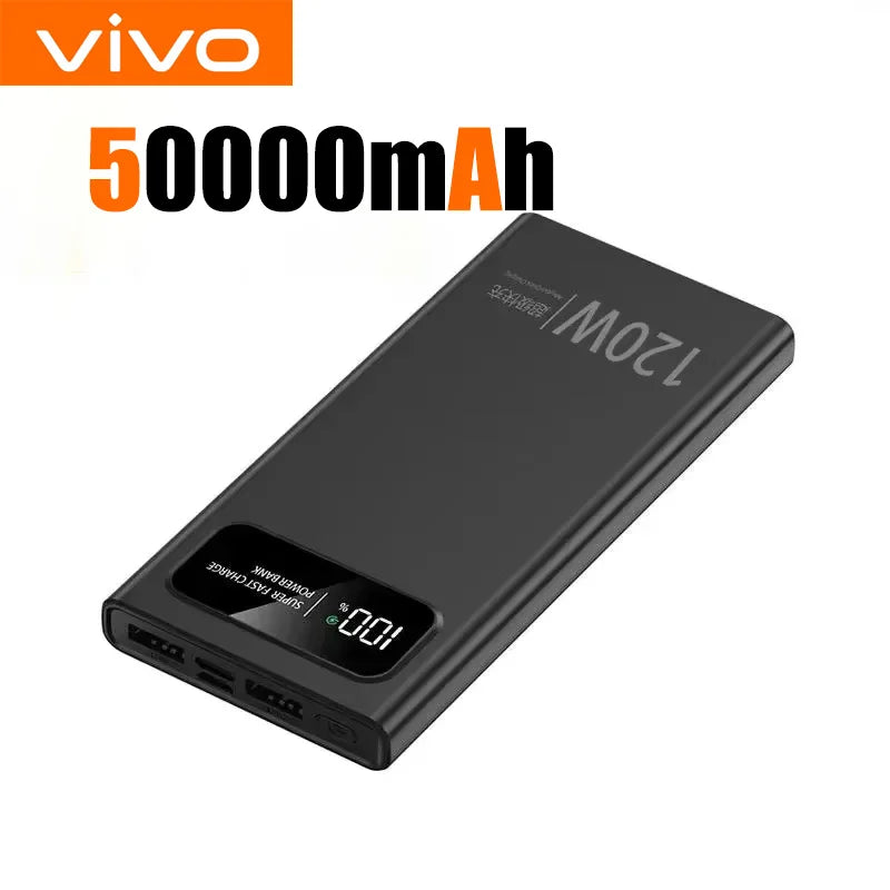 VIVO 500000mAh 120W Power Bank Fast Charging Portable Mobile Power Digital Display Large Capacity External Battery For IPhone