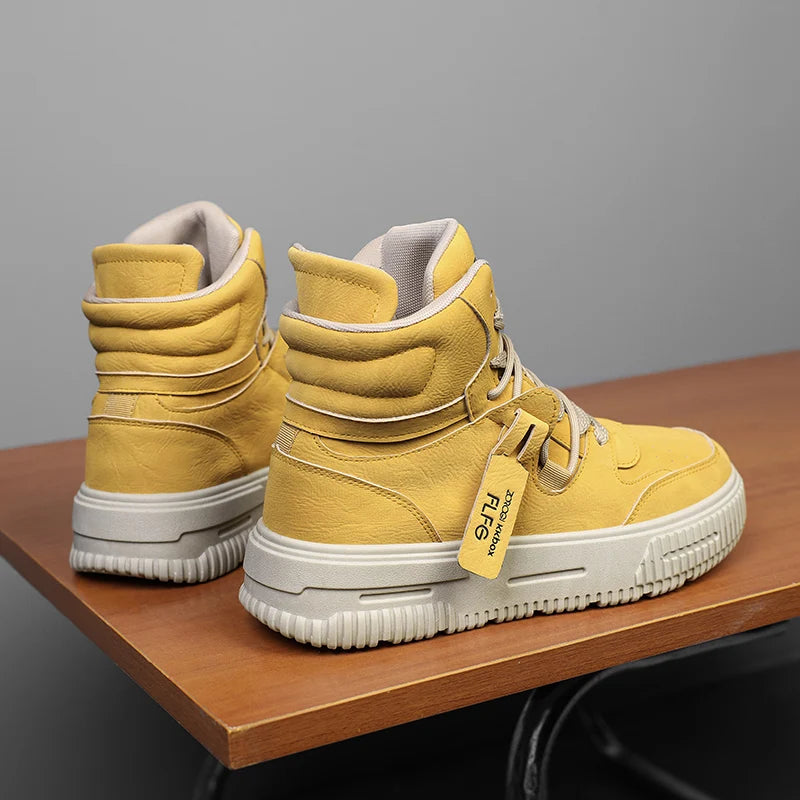 Leather Ankle Boots For Men Lace Up Non Slip Sole Winter Boots