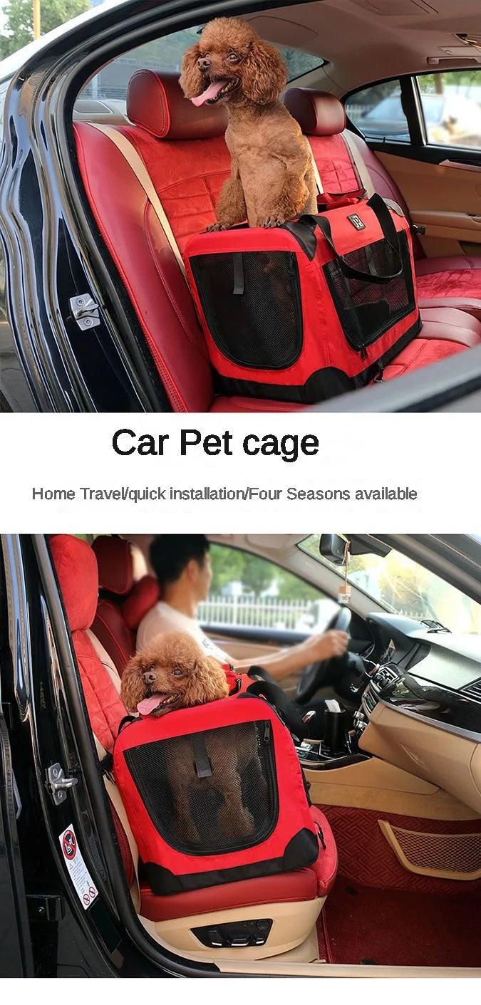 Dog Cage Car Kennel Outing Carrying Bag Pet Luggage Car Travel Cage Cat and Dog Cage Folding Medium and Large Dogs