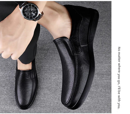 Men Handcrafted Layered Cowhide Leather Business Casual Shoes With Rubber Sole