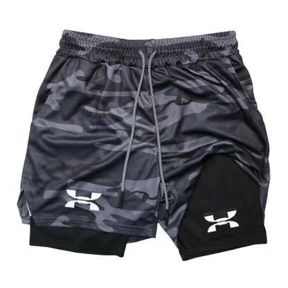 Men's Running Shorts 2-In-1 Quick-Dry Polyester Nylon