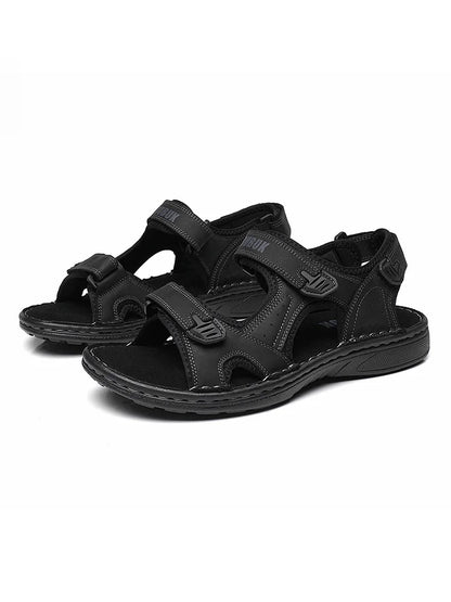 First-Layer Cowhide Men Open-Toe Sandals Non-Slip Outdoor Casual Shoes