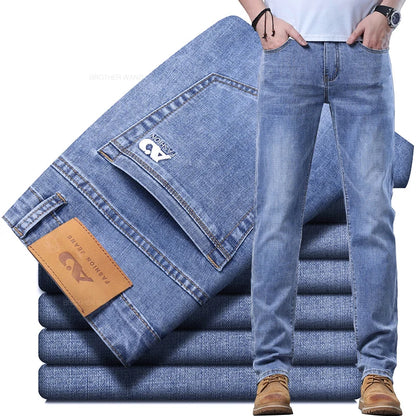 Men's Slim Jeans Denim Pants With Stretch Light Blue
