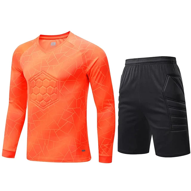 Men Kid 2024 Soccer Goalkeeper Uniform Protective Sponge Long Sleeve Football Training Goalkeeper Top Soccer Jersey Pants Custom