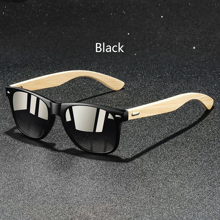 Fashion Bamboo Wood Vintage Square Sunglasses Wooden Men Women Luxury Brand Designer Sun Glasses Driving Fishing UV400 Eyewear
