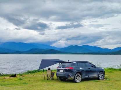 Car Side Awning With Suction Cup Anchors Black Waterproof UV Tent Shade