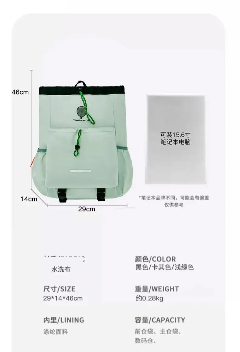 Portable Tennis Racket Bag Outdoor Sports Lightweight Drawstring Backpack for Men and Women, Hiking Bag.