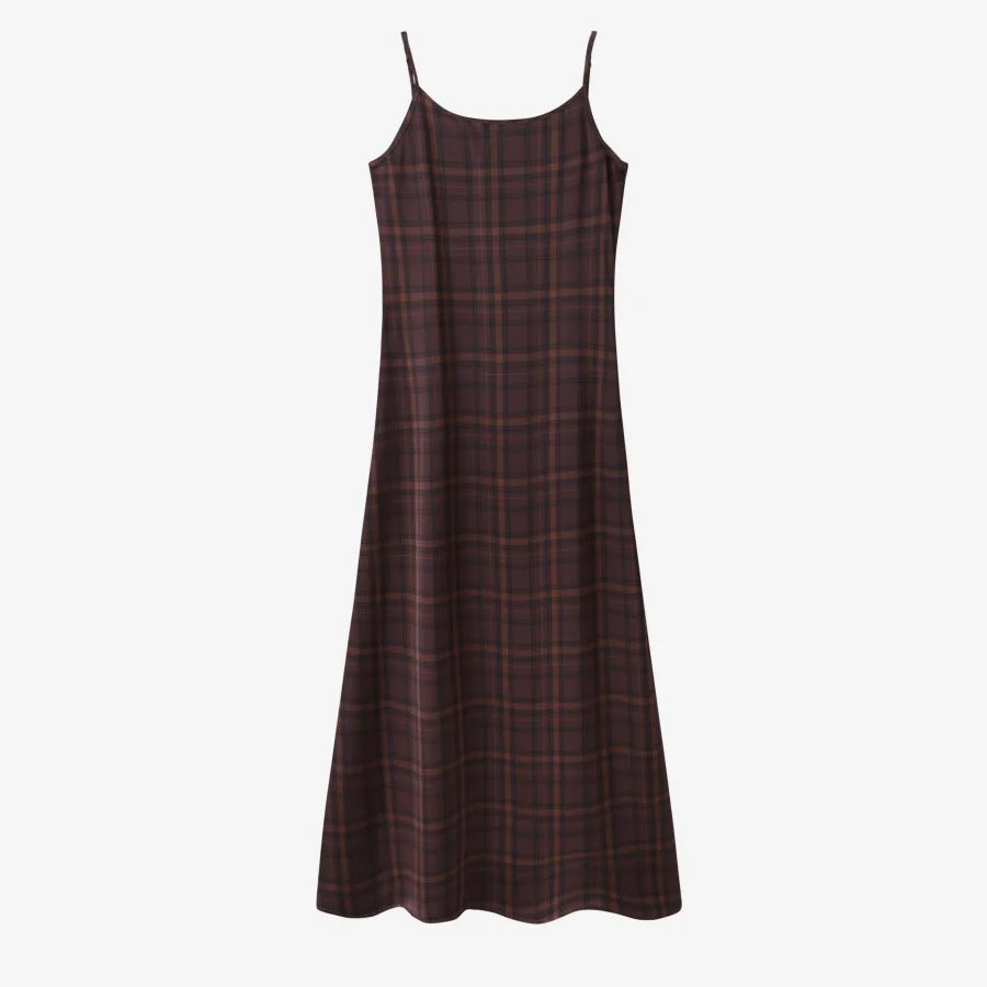 AS AW25 elegance slip satin dress + knitting cross top +mockneck woman clothing set adjustable maxi floor length