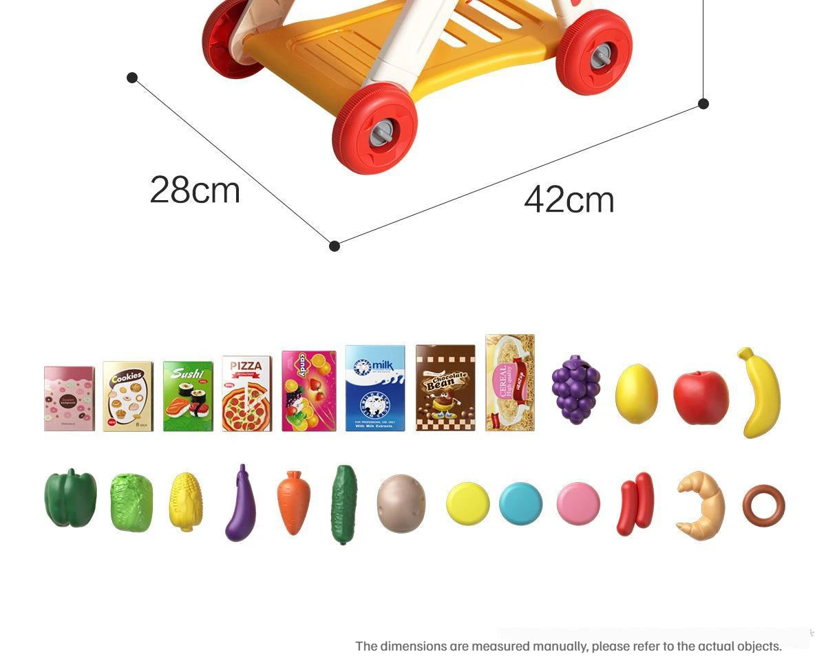 Shopping cart toy baby small trolley children play house fruit cut music kitchen supermarket men and girls Early Education toys