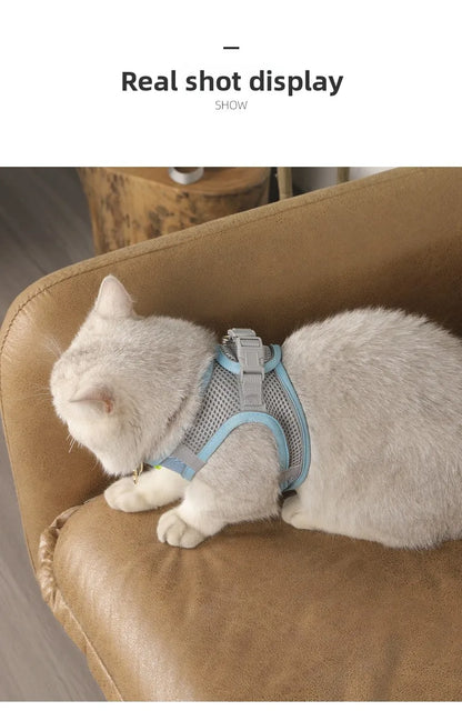 Cat Harness Vest Leash Set Adjustable Reflective Soft