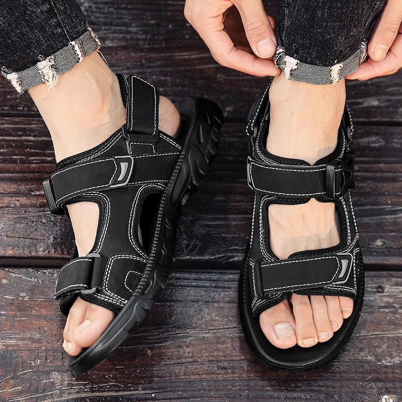 Men's PU Leather Sandals Open Toe Lightweight Footwear Size 39-46