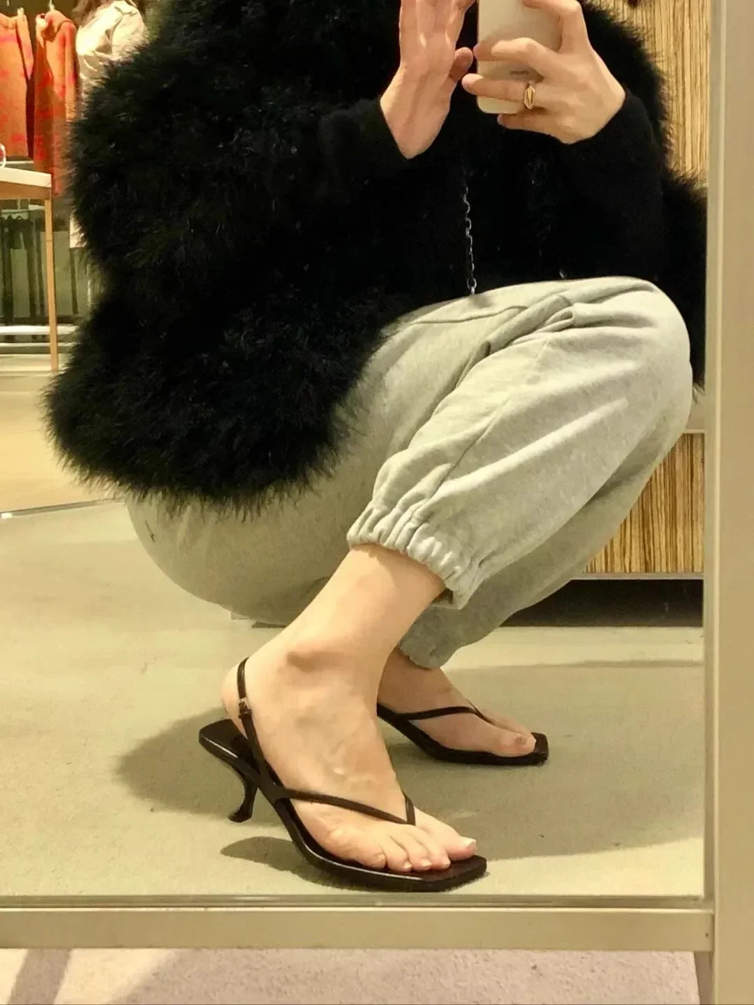 Retro Square Toe Clip Toe Sandals Kitten Heel Back Strap Brown Solid Concise French Style Sexy Fashion Women Shoes Summer Casual